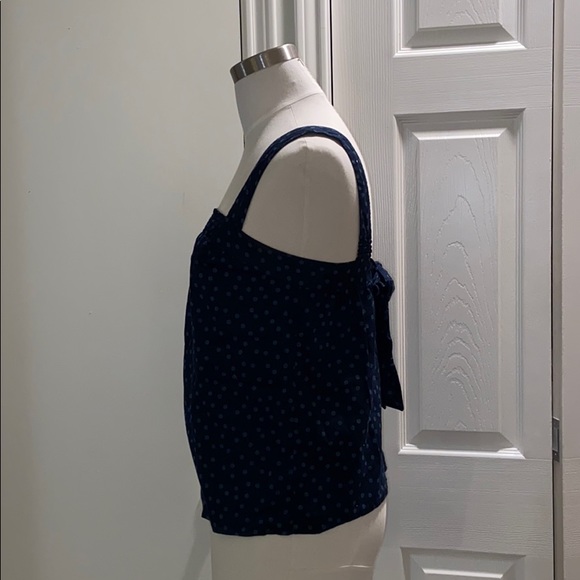 American Eagle Polka Dot Smock Tie Back Top - Picture 3 of 12